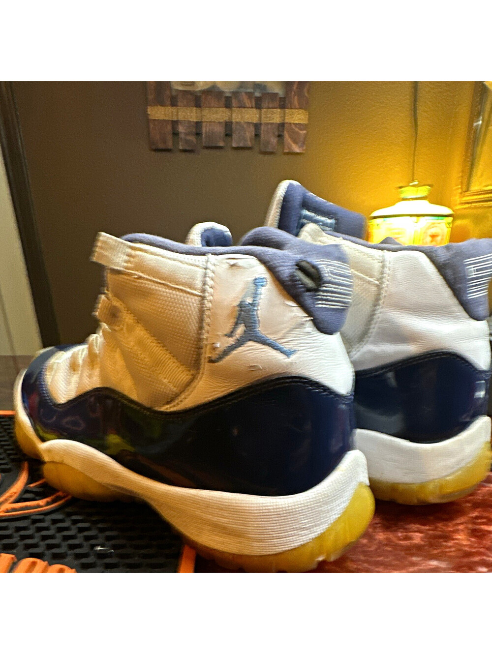 Jordan Air Jordan 11 Retro White/Blue Mid Top Basketball Sneaker 378037-141